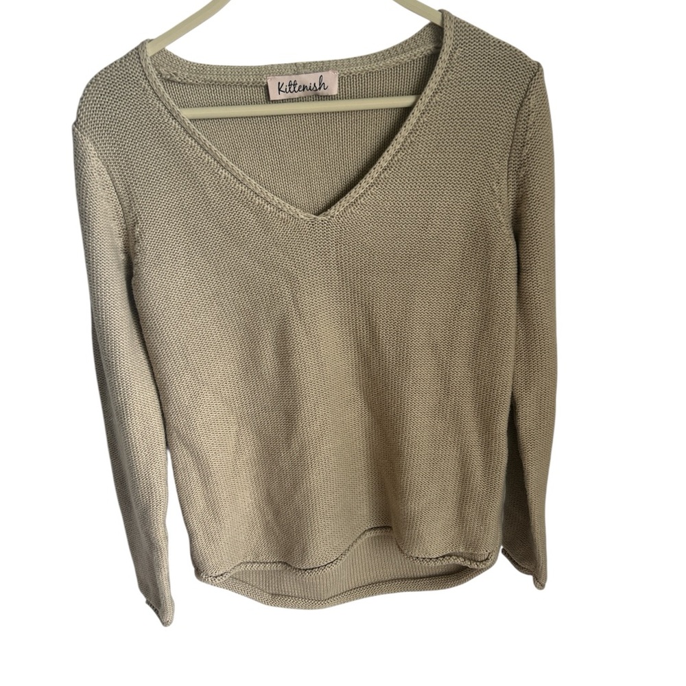 Kittenish Beige V-Neck knit Sweater